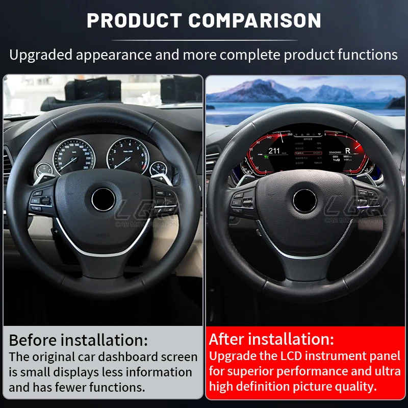 لوحة لوحة القيادة الرقمية LCD مقاس 12.3 بوصة للسيارة لسلسلة 5/6/7 X3 X4 X5 X6 Cockpits أداة افتراضية عداد السرعة عداد المسافات #4
