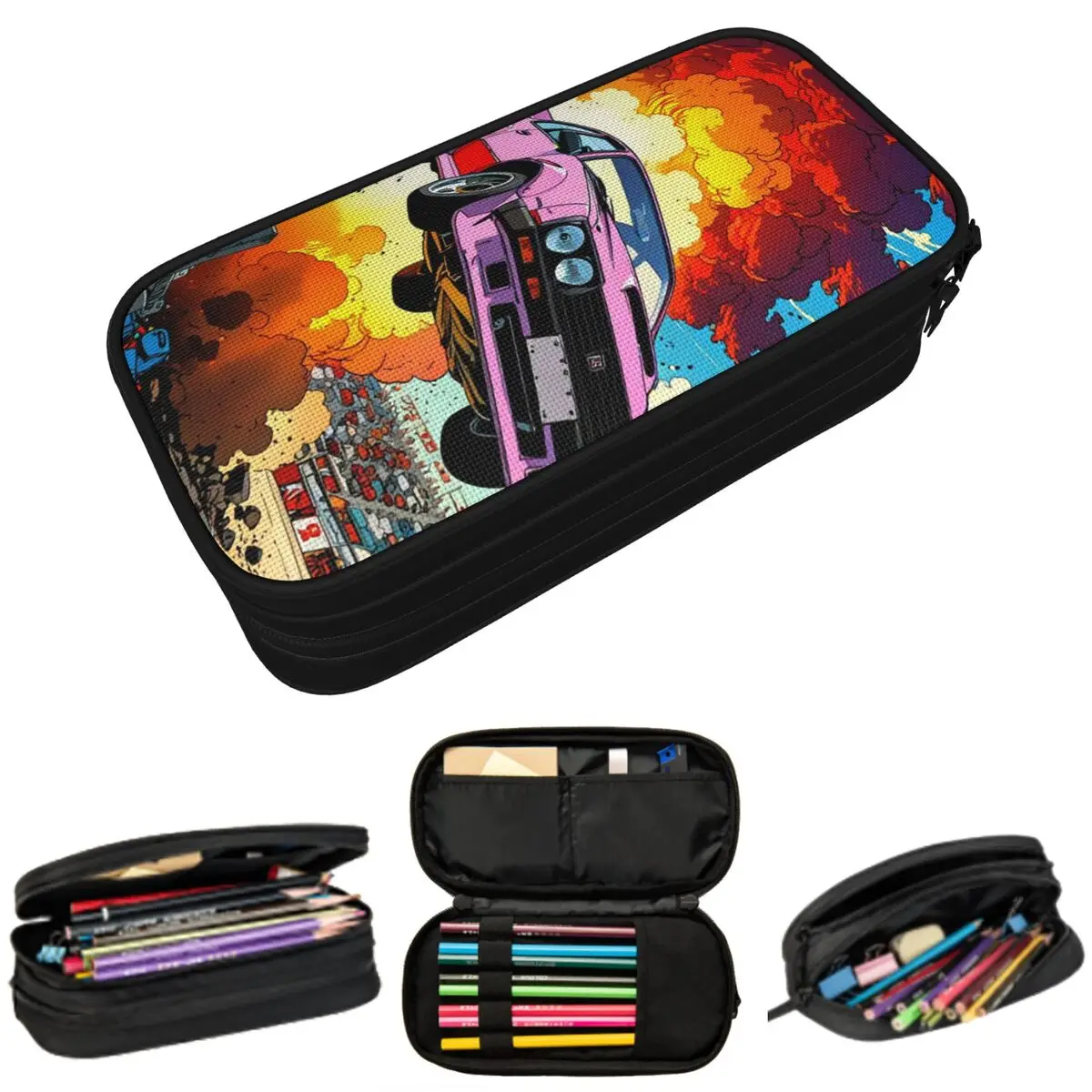 

Пенал с принтом внедорожника Cool Flame для студентов, подарочный пенал-коробка, сумка для карандашей, канцелярские принадлежности, сумка-органайзер для ручек