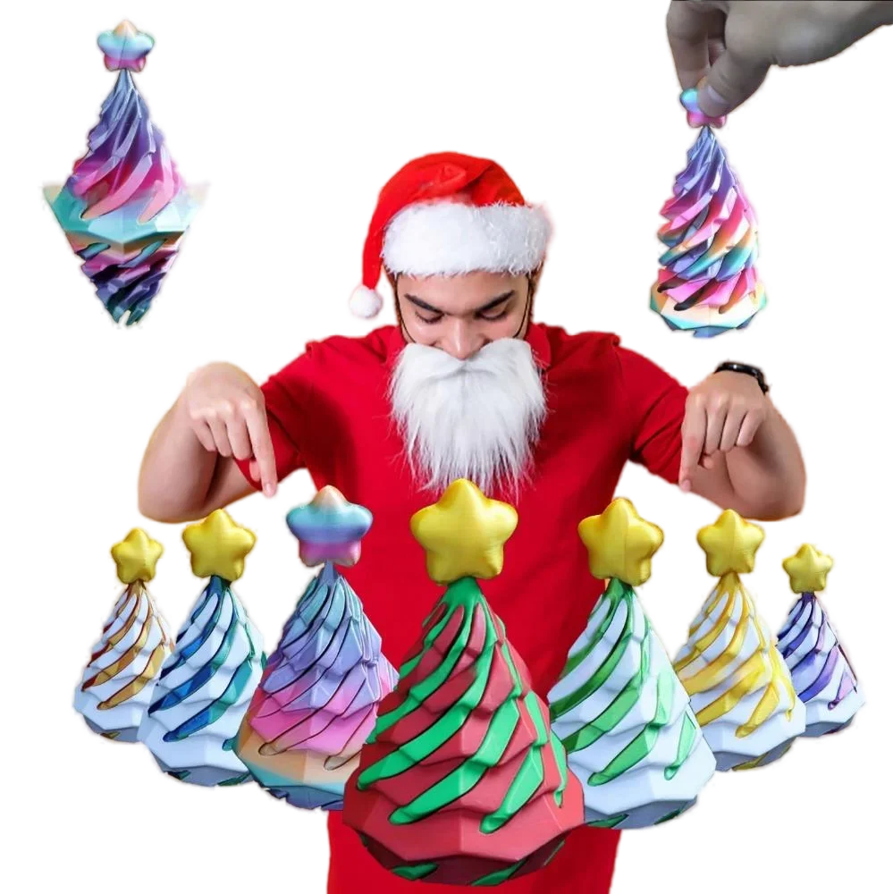 New 3D Printed Spiral Cone Toy Impossible  Christmas Tree Sculpture Pass Through Pyramid Toy Mini Vortex Thread Illusion Gifts