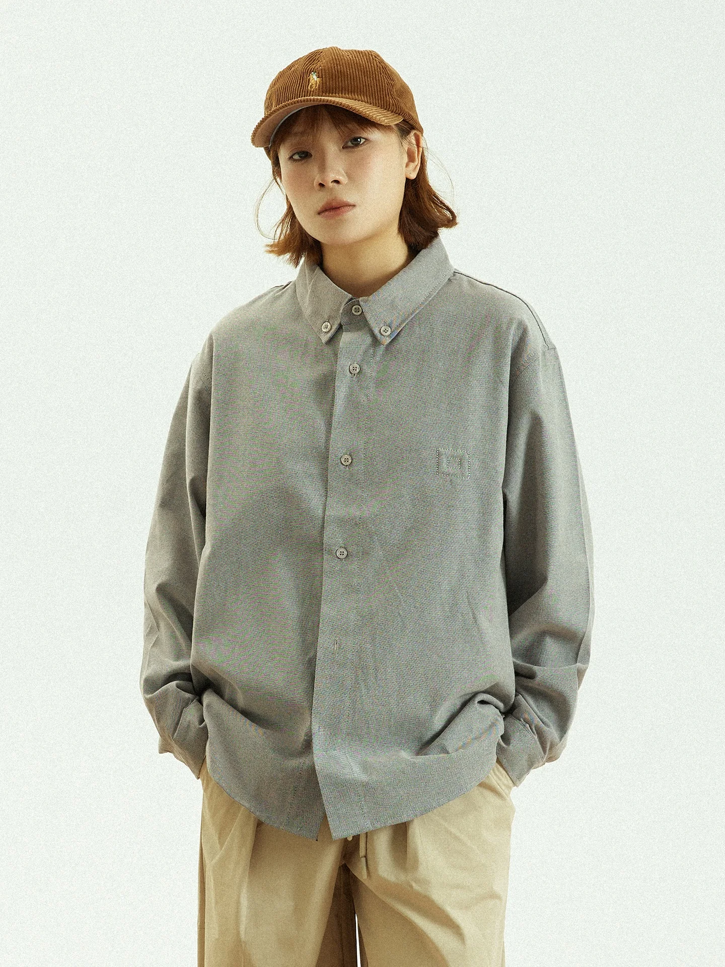 

GoodNorth Japanese Sle Retro Long Sve irt ex Color Versatile Base Layer Loose Fit Cotton Blend Breathable Ca...