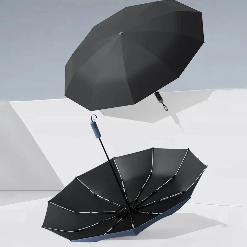Large Automatic Umbrella Windproof Strong 10 Ribs, Luxury Folding Sun Umbrella Man Woman, Golf Big Umbrella Wind-resistant