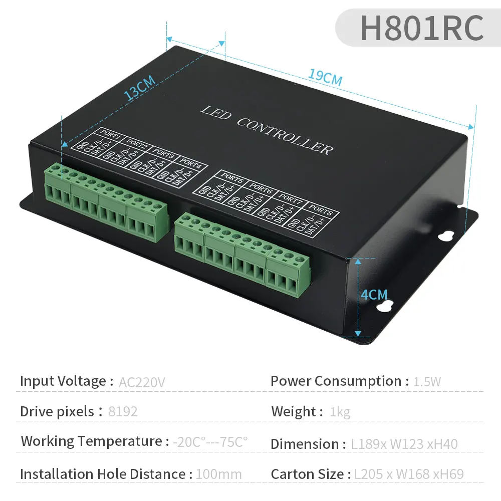 WS2812B WS2811 RGBIC LED Strip H801RC H802RA H803TC Artnet Eternet to SPI Pixel Controller WS2815 Lighting Programmable 4CH/8CH