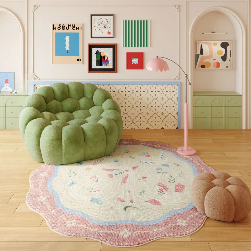 Home Ins Style Rug Dopamine Color Bedroom Decor Round Carpet Thickend Plush Carpets for Living Room Fluffy Soft Lounge Floor Mat