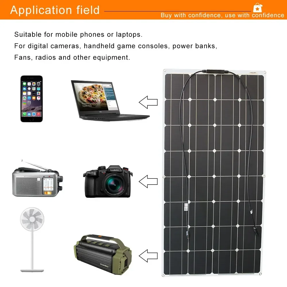 2000W3000W Solar Panel 18V High Efficiency  Portable Power Bank Flexible Emergency Charging Outdoor Solar Cells For Home/Camping