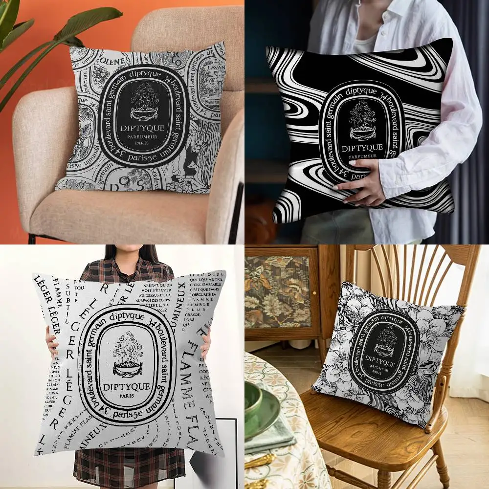 Luxury D-Diptyques Pattern Cushions Pillowcase Polyester Cushion Cover Throw Pillow Pillowcover Home Car Sofa Decor