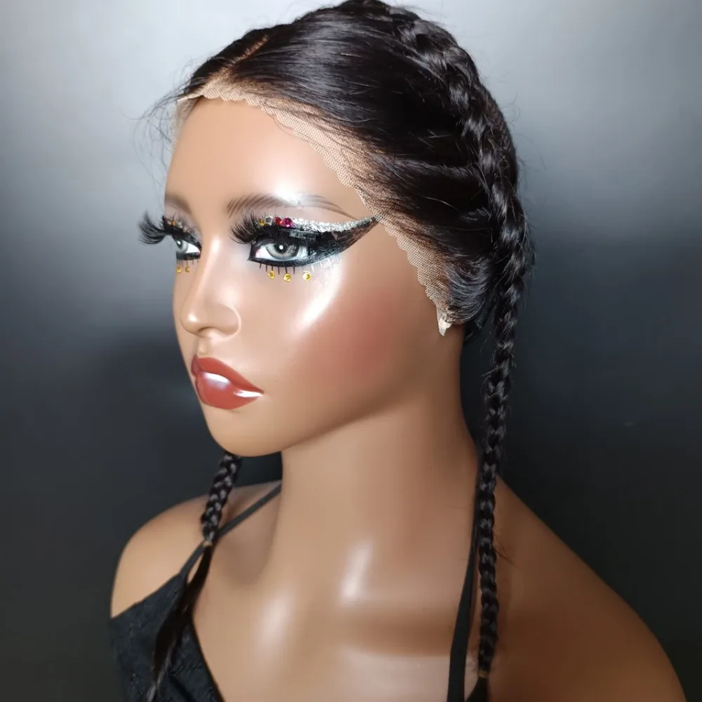 12-18 بوصة شعر بشري مضفر 13x4 الدانتيل أمامي قبل قطع عقدة ابيض أمامي مع شريط مرن 150% الكثافة البرازيلي العذراء