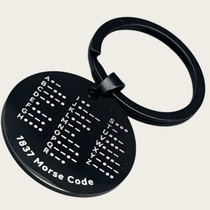 Stainless Steel Double-Sided Alphanumeric Morse Code Keychain Educational Car Pendant Unisex Gift For Radio Amateurs