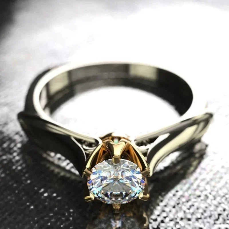 2026 New Personalized Bicolor Women\'s Wedding Ring Luxurious Paving Cubic Zirconia Proposal  Fashion Jewelry Wholesale