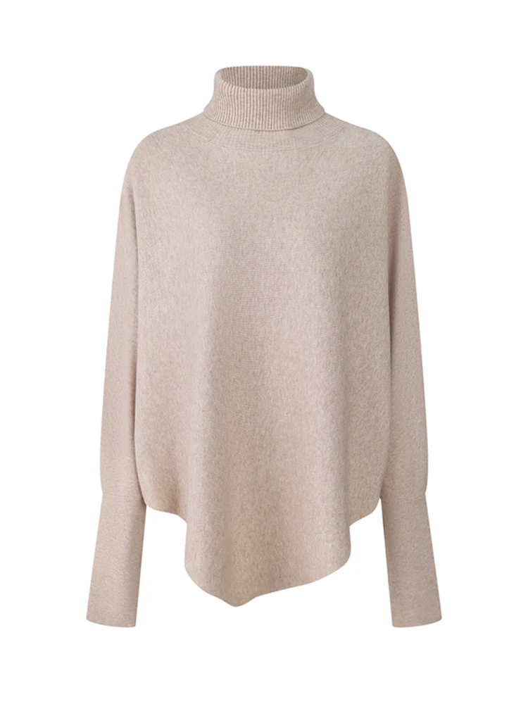 

Autumn Winter Women's Loose Bat Sleeve Turtlenck Knitted Sweater New Apricot Fashionable Loose Versatile Sweater Top S267