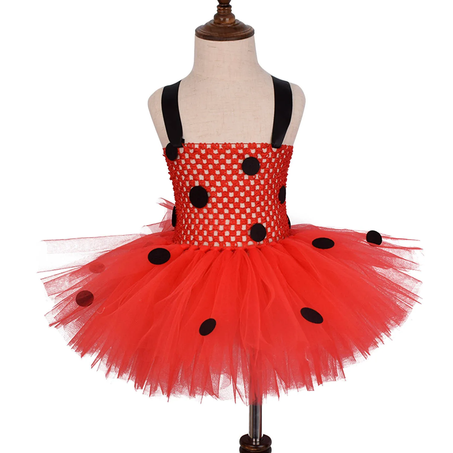 Girls' Animal Dress Cartoon Ladybug Red Polka Dot Tulle Dress Tutu Performance Costume - view 4