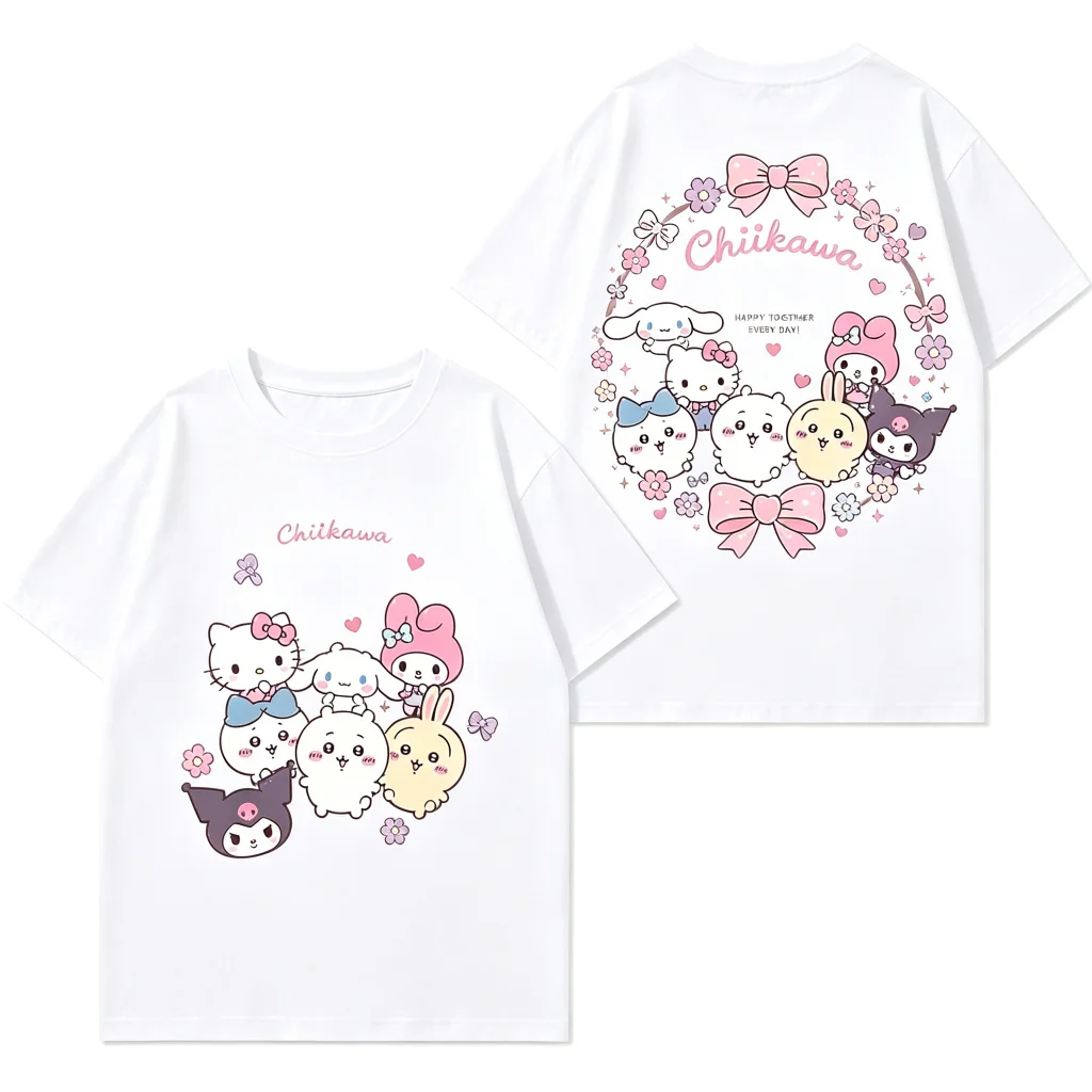 2026 Neues Chiikawa Kawaii Y2K Grafik-T-Shirt Unisex Niedliches Cartoon-Anime Kurzarm Lose Sommer-Streetwear-Oberteile – Detail 5