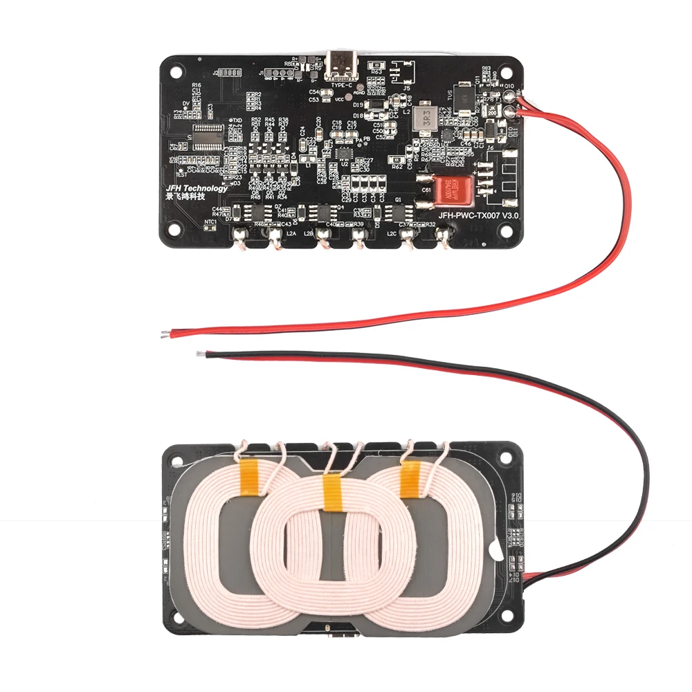 20W Type-C For Qi Wireless Charger Transmitter Module Circuit Board with 3 Coil 5V 12V For DIY Car Outdoor Power Supply