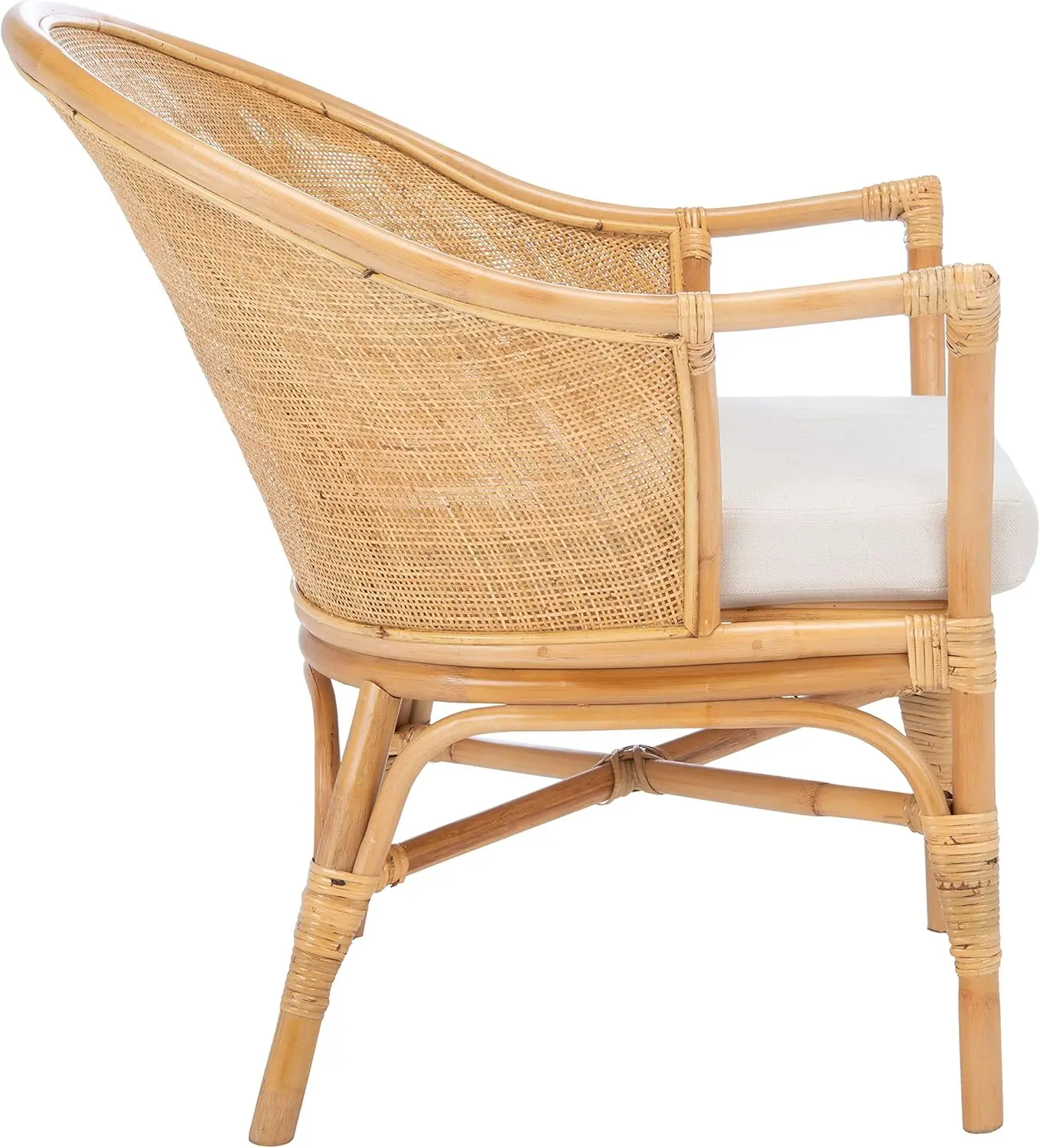 Safavieh Home Collection Dustin Rattan Cushion Accent Chair, 0, Natural/White