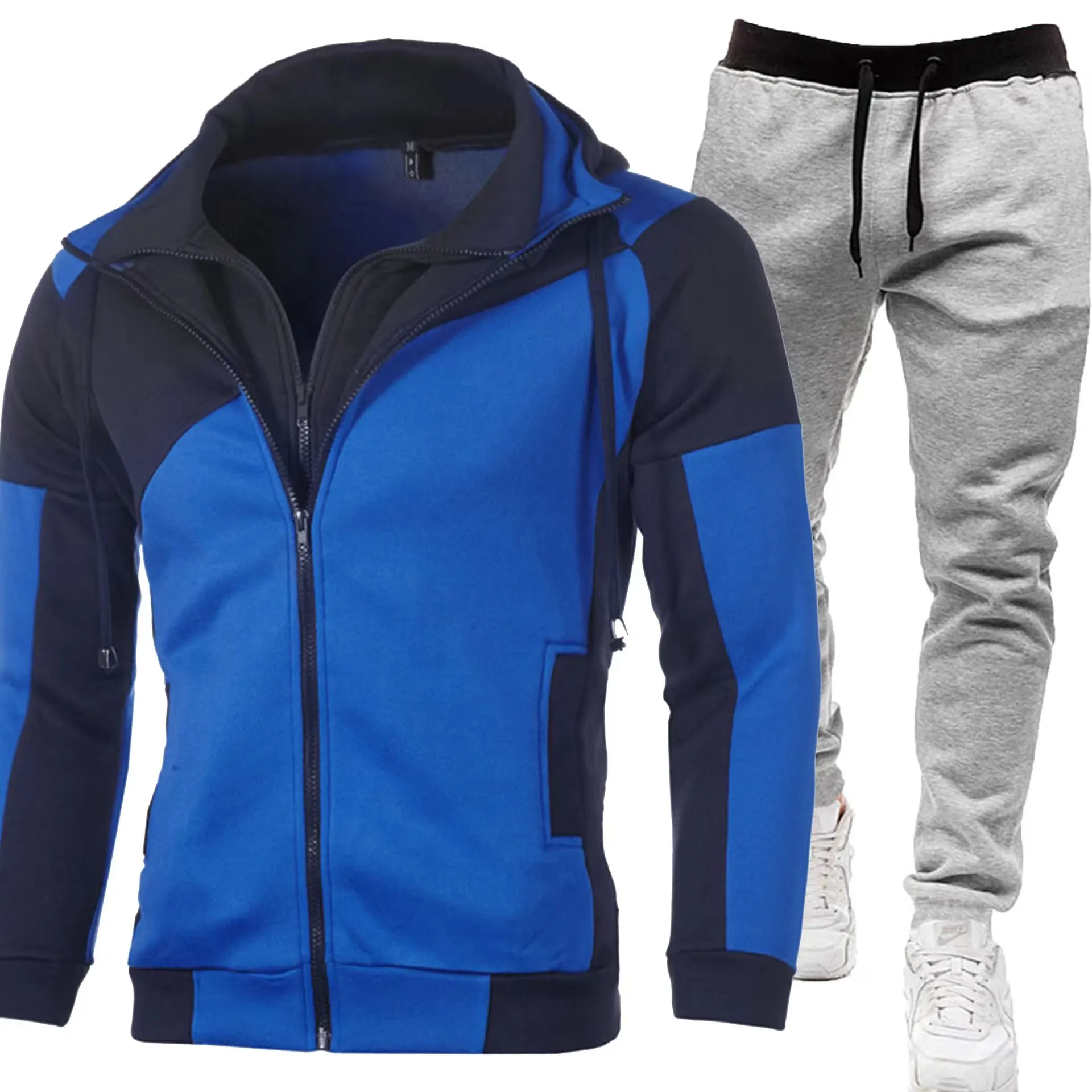 2024 Men\'s Casual Warm Hoodie Set Luxury Sweatshirt+Pants Tracksuit Male Outdoor Clothing Top Sweatpant Suit Streetwear Running