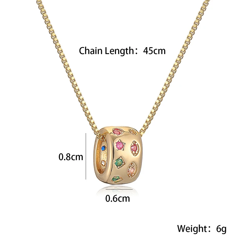GANPUP Exquisiter Runder Bunter Zirkonia-Anhänger Halskette für Damen, Modische Schlüsselbeinkette, Choker-Schmuck, Geschenk – Detail 1