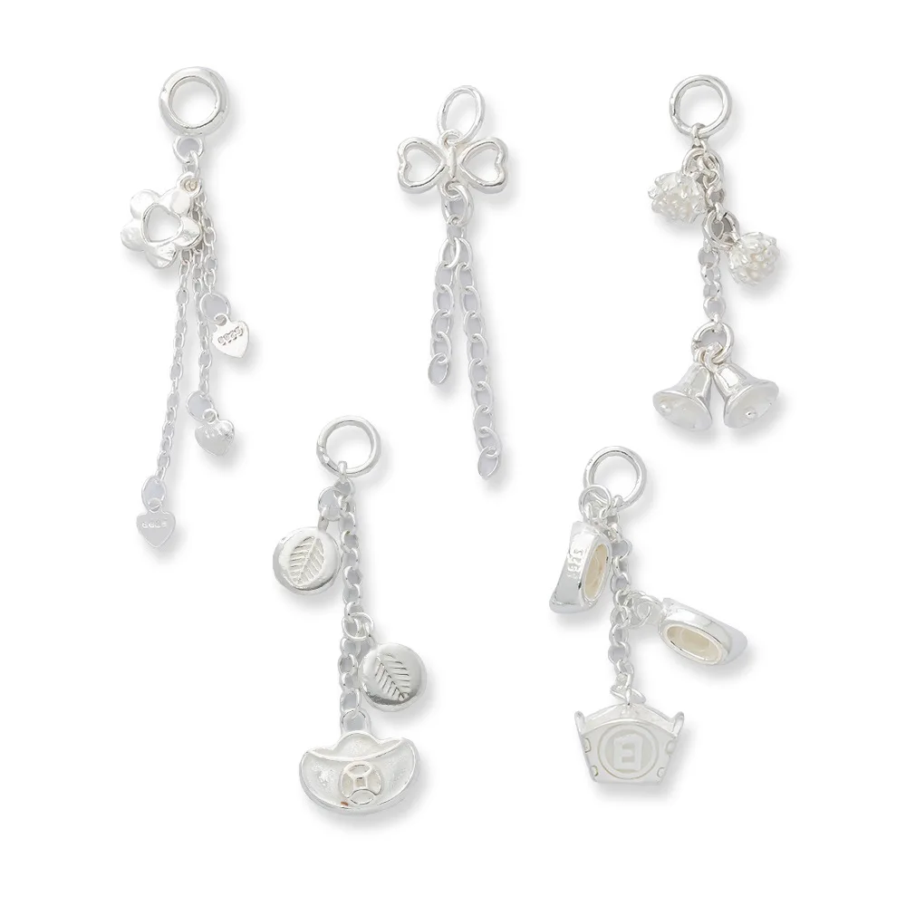 

Подвески 925, кольцо с узлом-бабочкой и цветком, колокольчик, простое ожерелье, кулон, аксессуары ручной работы, подвески для браслета Plata 925