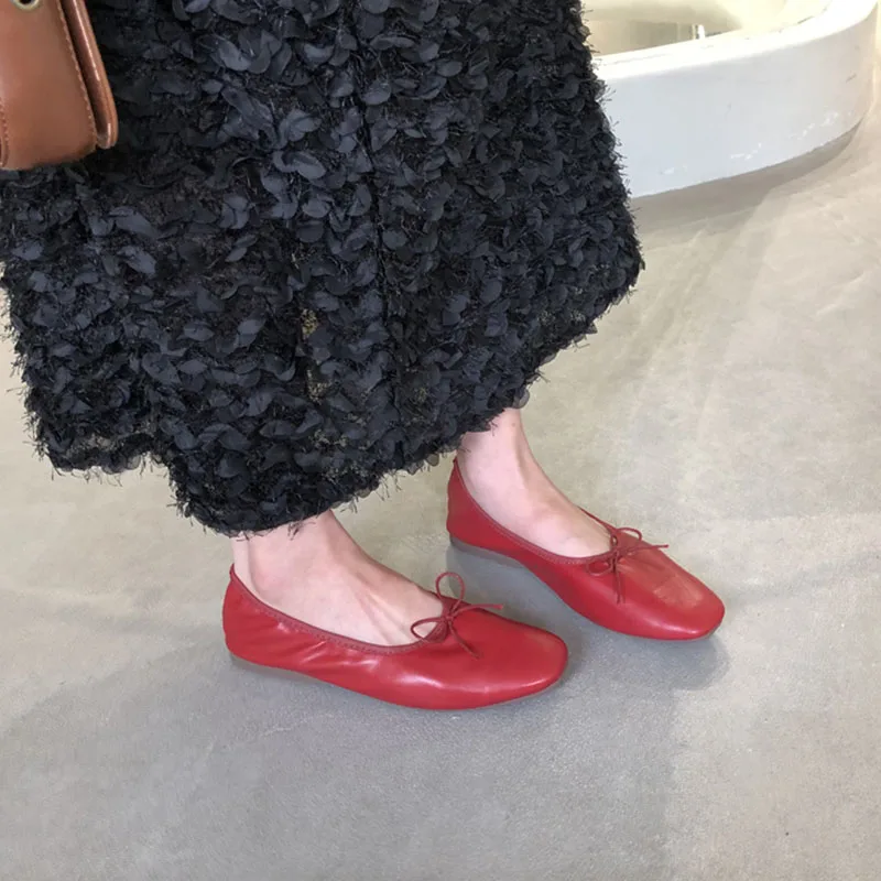 Modische flache Damen-Ballettschuhe, Tanzschuhe, lässige, weiche Damenschuhe mit Schleifenknoten, Slip-On-Schuhe für Damen – Detail 10