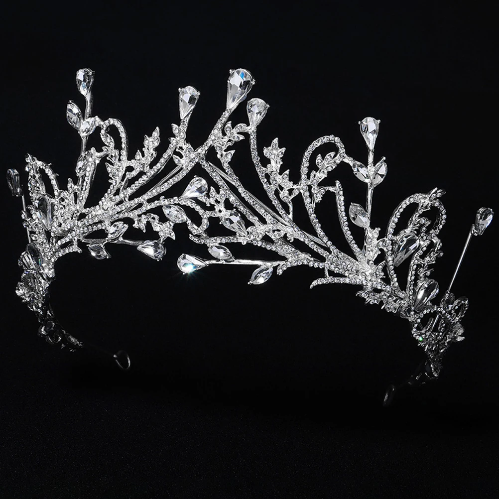 

Rhinestone Vintage Crown Headpiece Women Wedding Princess Birthday Crystal Headdress Hair Accessory Photos Props Evening Banquet