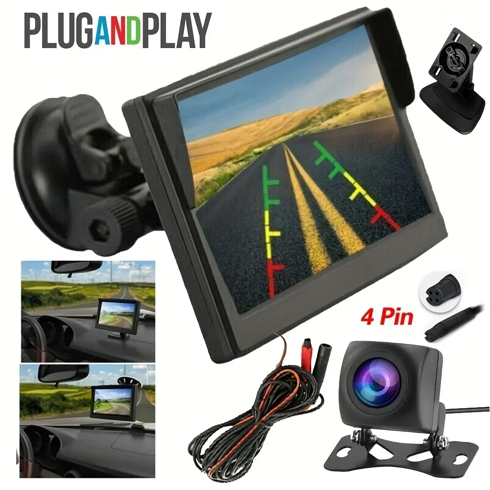 

5" Monitor Backup Rear View Camera With Monitor Easy Installation TFT LCD Screen Reversing Parking Camera For Vehicle