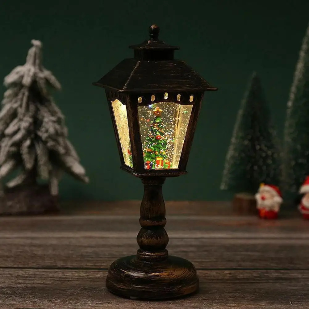 Christmas Tree Night Light, lunático a pilhas, Snow Globe, Candle Lights, Spinning Water, Feriado