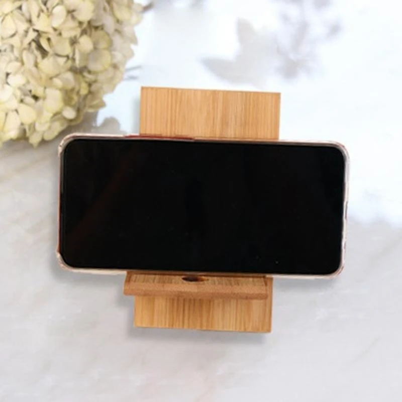 L9NA Creative Bamboo Cell Phone Stand Desktop Phone Holder Cradle With Charging H