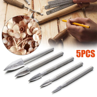 5Pcs Wood Carving Drill Bit HSS Engraving Drill Bits Set Solid Carbide Roots Milling Grinder Burr Precise Woodworking Carve-Tool