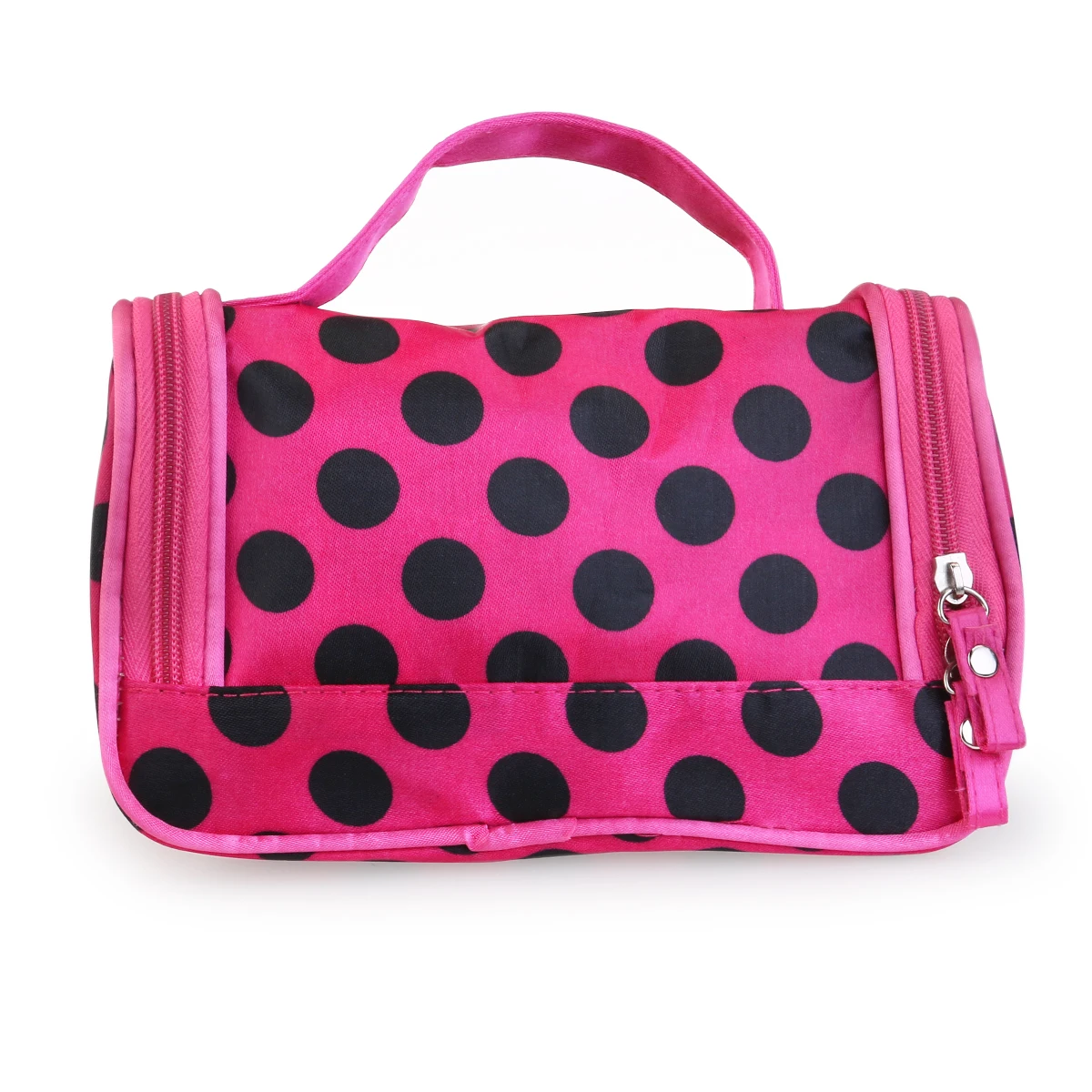 

Rose Red Black Dots Makeup Bag High Capacity Travel Organizer Zipper Pouch Storage Case For Brushes