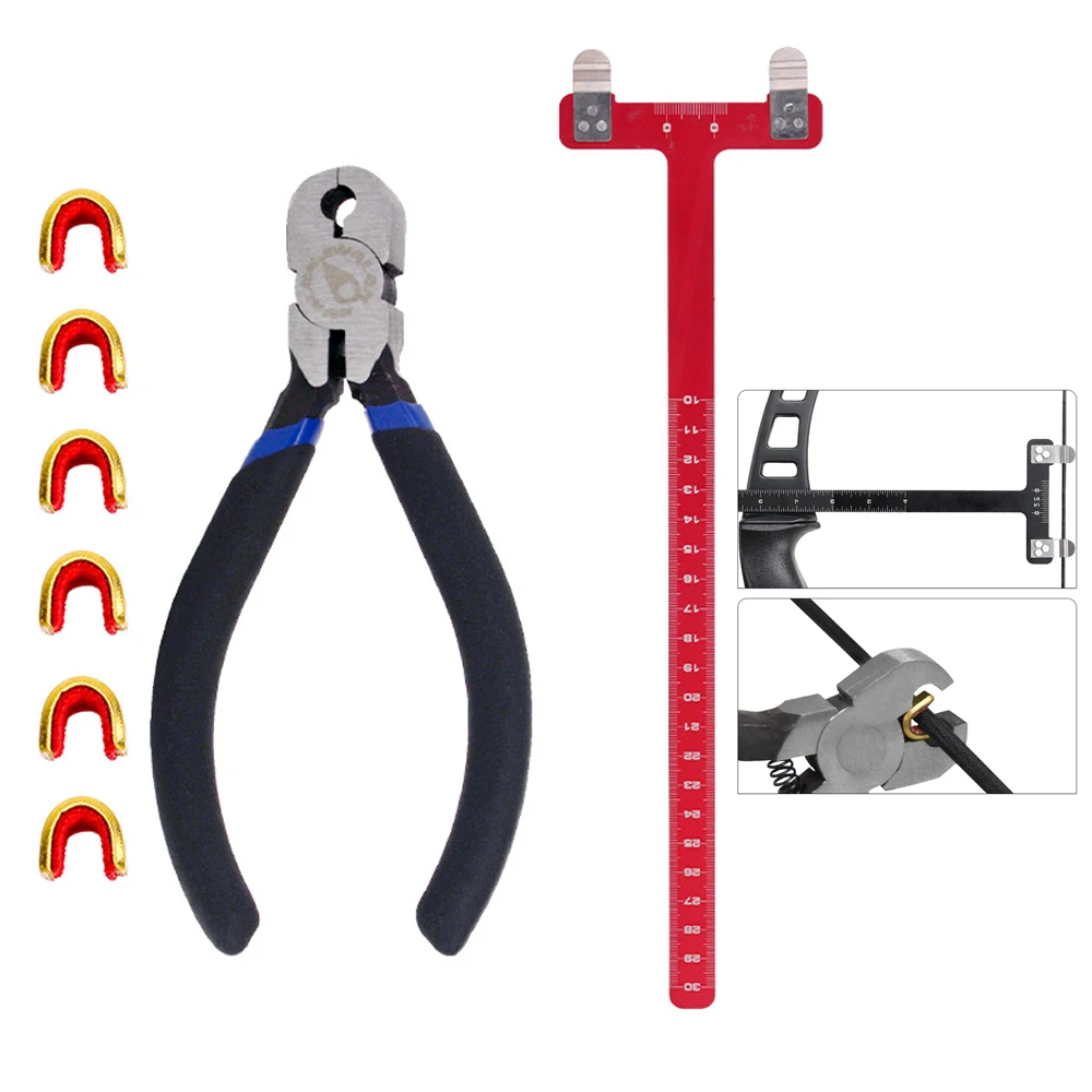 Juego de puntas nocturnas para arco de tiro con arco, alicates para cuerdas, regla cuadrada en T con alicates, puntas de latón, Kit de afinación