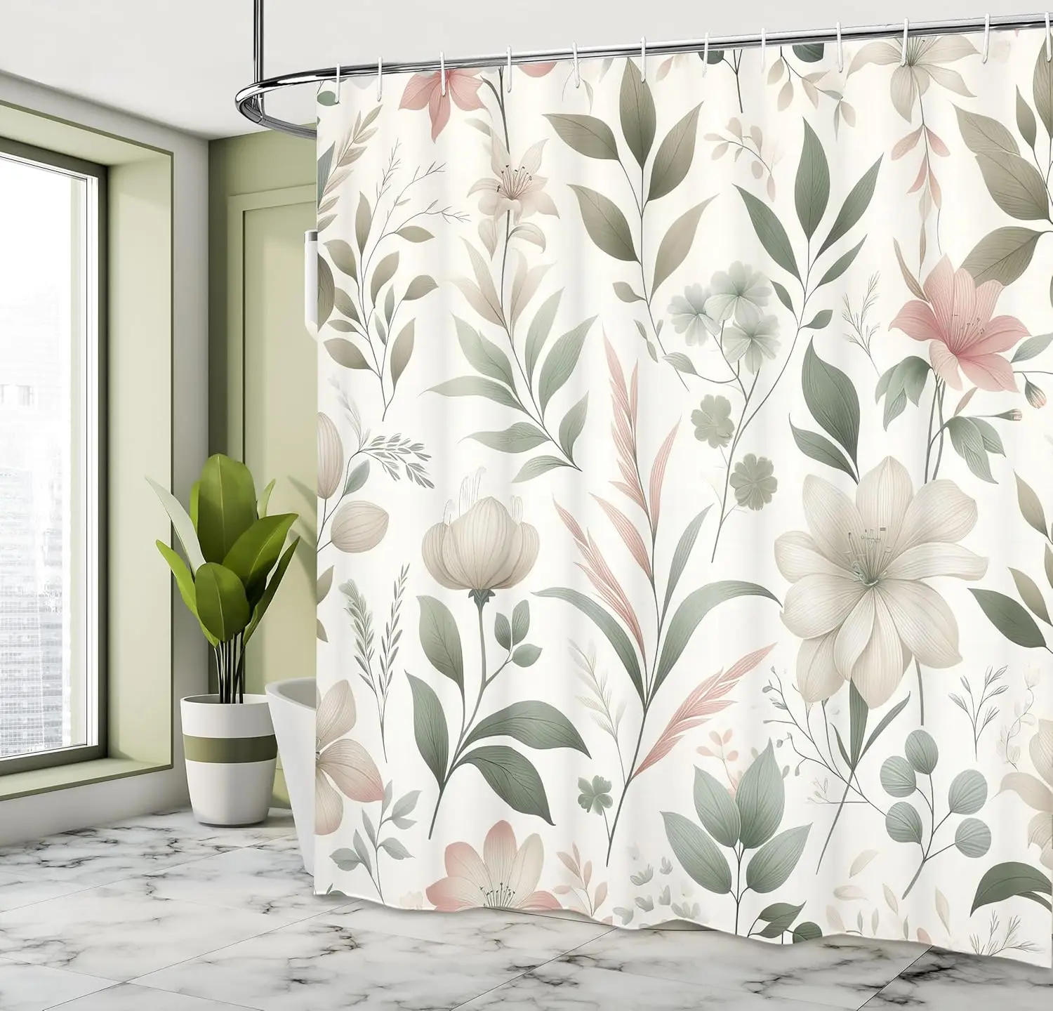 

Зеленая занавеска для душа, ностальгические тона, листовая атмосфера, цветочный сад, весенние ощущения, ботаника, бохо, тканевая ткань для ванной комнаты D