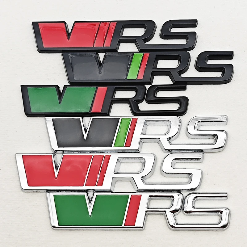Image of 3D Metall-Logo VRS Aufkleber Buchstaben Emblem Auto Frontgrill Kotflügel Seitenkoffer Abzeichen für Skoda RS VRS Aufkleber Zubehör