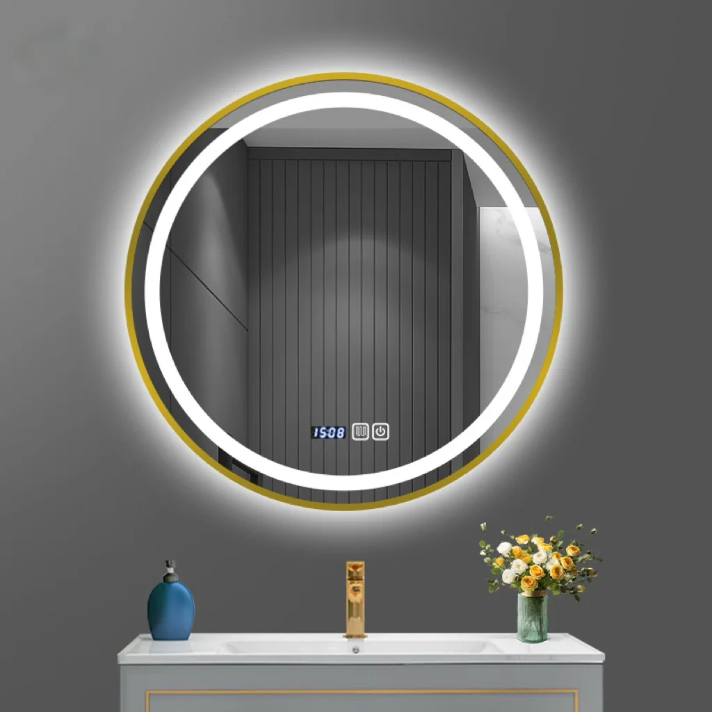 

Stylish Plug-in 19.5 Inch Round Frame Smart Bathroom Mirror Led Light Bathroom Luminous Mirror Aluminum Alloy Full Body Mirror