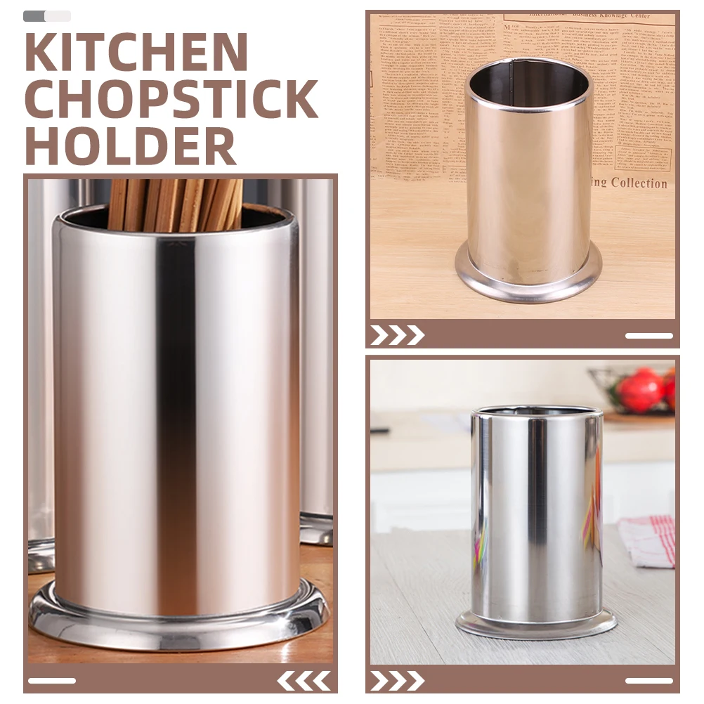 

Bamboo Chopstick Large Capacity Kitchen Storage Stainless Steel Spoon Utensil Holder Utensil Holder Round Design