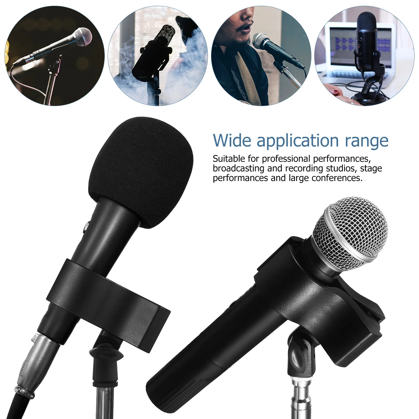 

3 pcs Microphone Holder Clips Adjustable Mic Holder Clamp For Stand Abs Reusable Studio Stage Recording Broadcasting Accessories