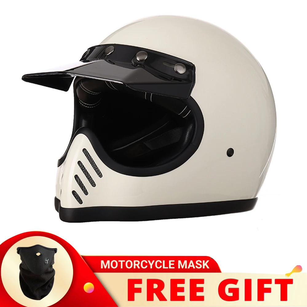 

Retro Vintage Fiberglass Motorcycle Helmet Moto-03 Full Face Motorbike Street Riding Touring Cascos Casque Moto De Capacete DOT