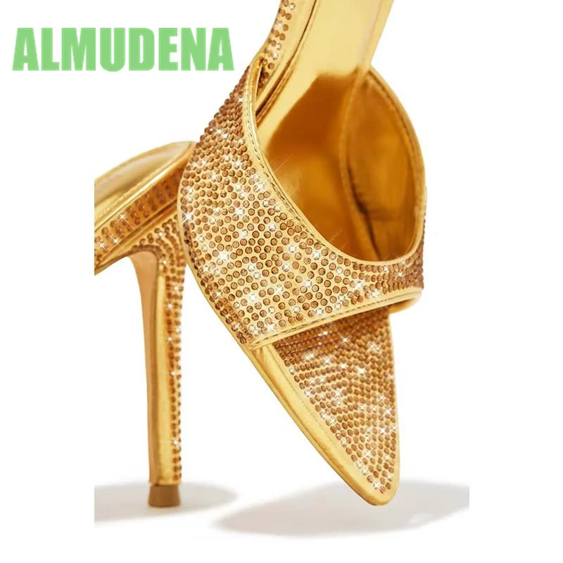 

Hot Pressed Diamond Sandals Fashionable Pointed Slim High Heels, Rhinestone Leopard Print Fashion Open Toed Women's Sandals