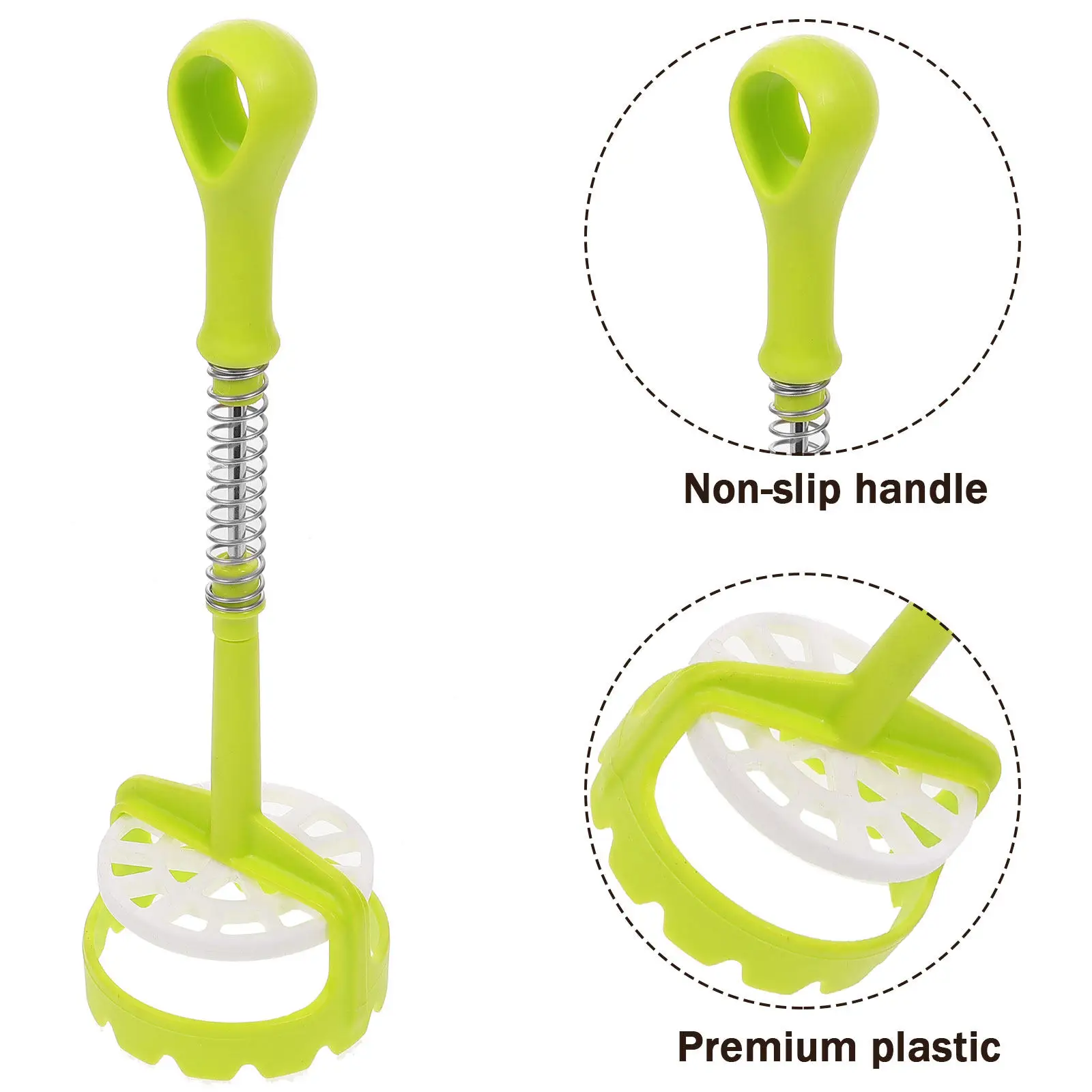 Spring Press Potato Masher for Home Chefs to Save Kitchen Time with Plastic Dark Grey Handle