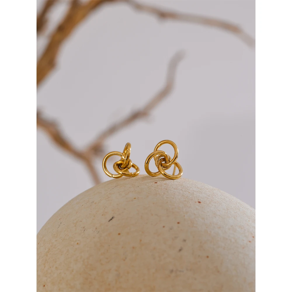 Yhpup Stylish Unique Stainless Steel Circle Geometric Personality Stud Earrings PVD Plated Daily Young Charm Jewelry Wholesale