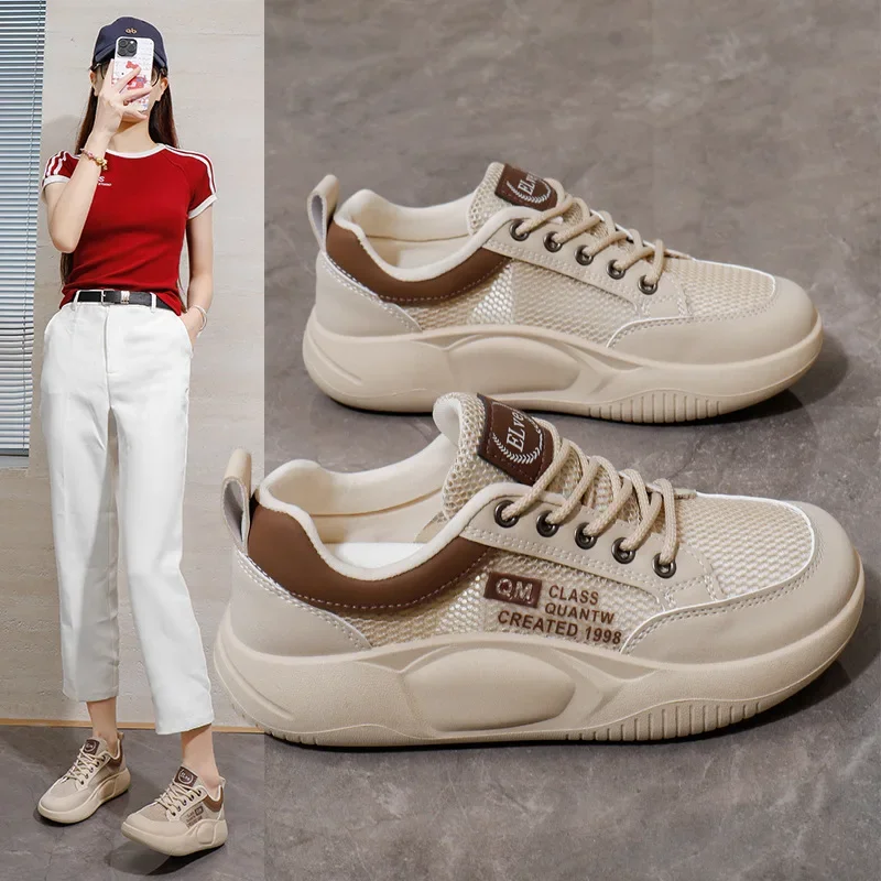 New Women's Shoes Spring Thick soled Elevating Sneakers Student Street Casual