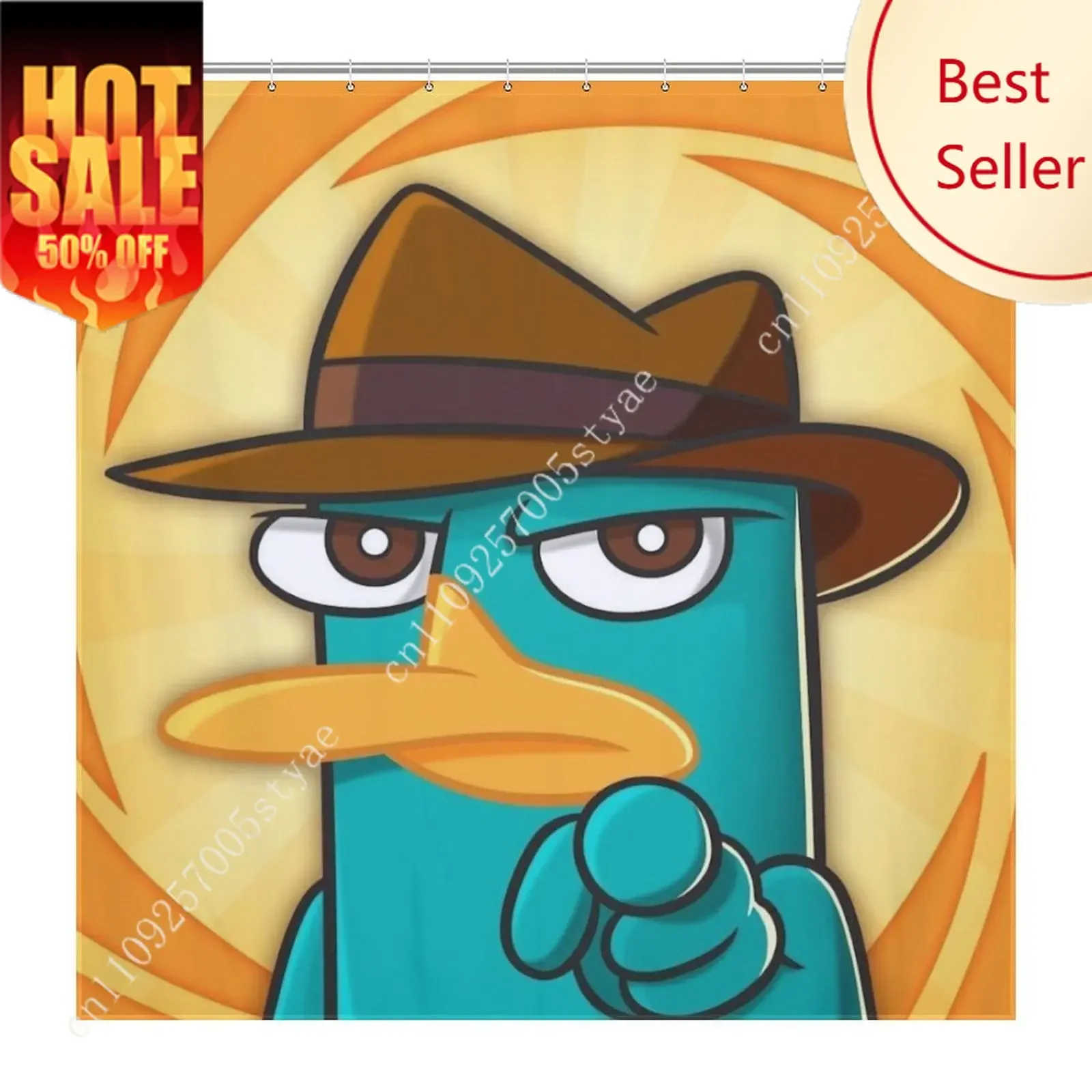 

Perry The Platypus Shower Curtain Disney Cartoon Movie Kids Cute Animal Bathroom Party Decoration Waterproof Custom Bath Curtain