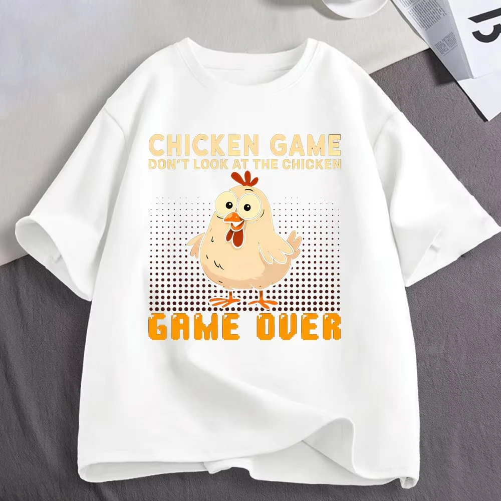Chicken Comedy Hilarious Game Moments Funny Meme T Shirts Men's Clothing Fashion Cotton Casual Oversized Short Sleeve T-shirts