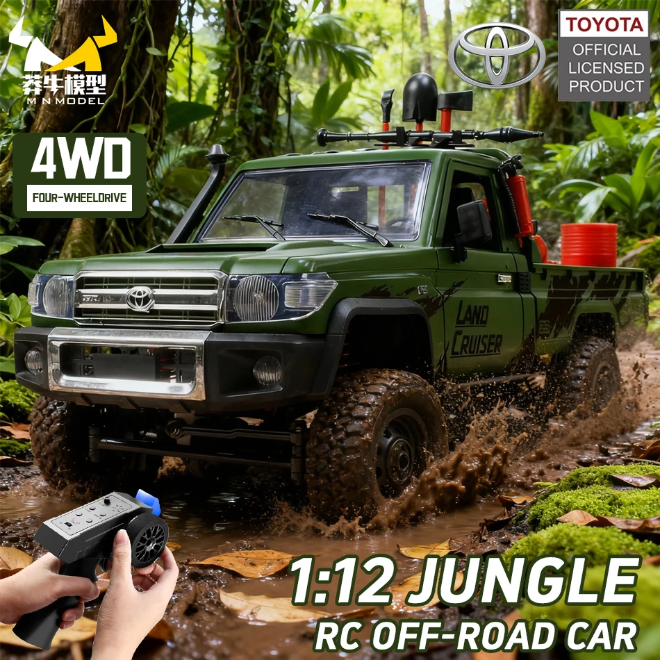 

MN MODEL 1/12 4X4 RC Jungle Off-road Adventure Car Climbing Shovel Tool Box Truck Rock Crawler All Terrain Vehicle Toy for Adult