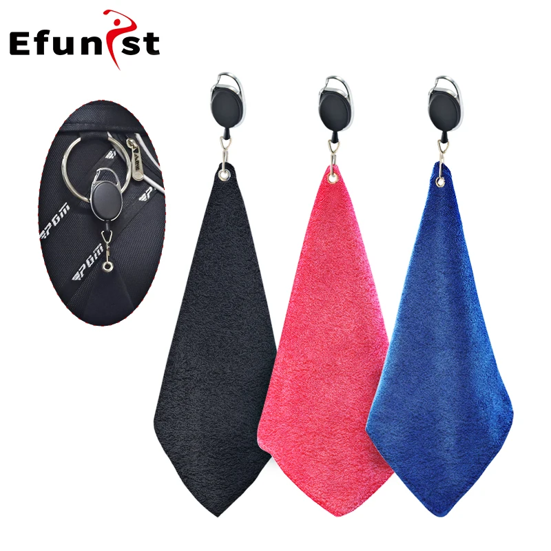 Golf Towel Portable Golf Cleaning Tools 3 Color Square With Carabiner Hook Microfiber Velvet Cotton Cleaning Towel Drop Ship