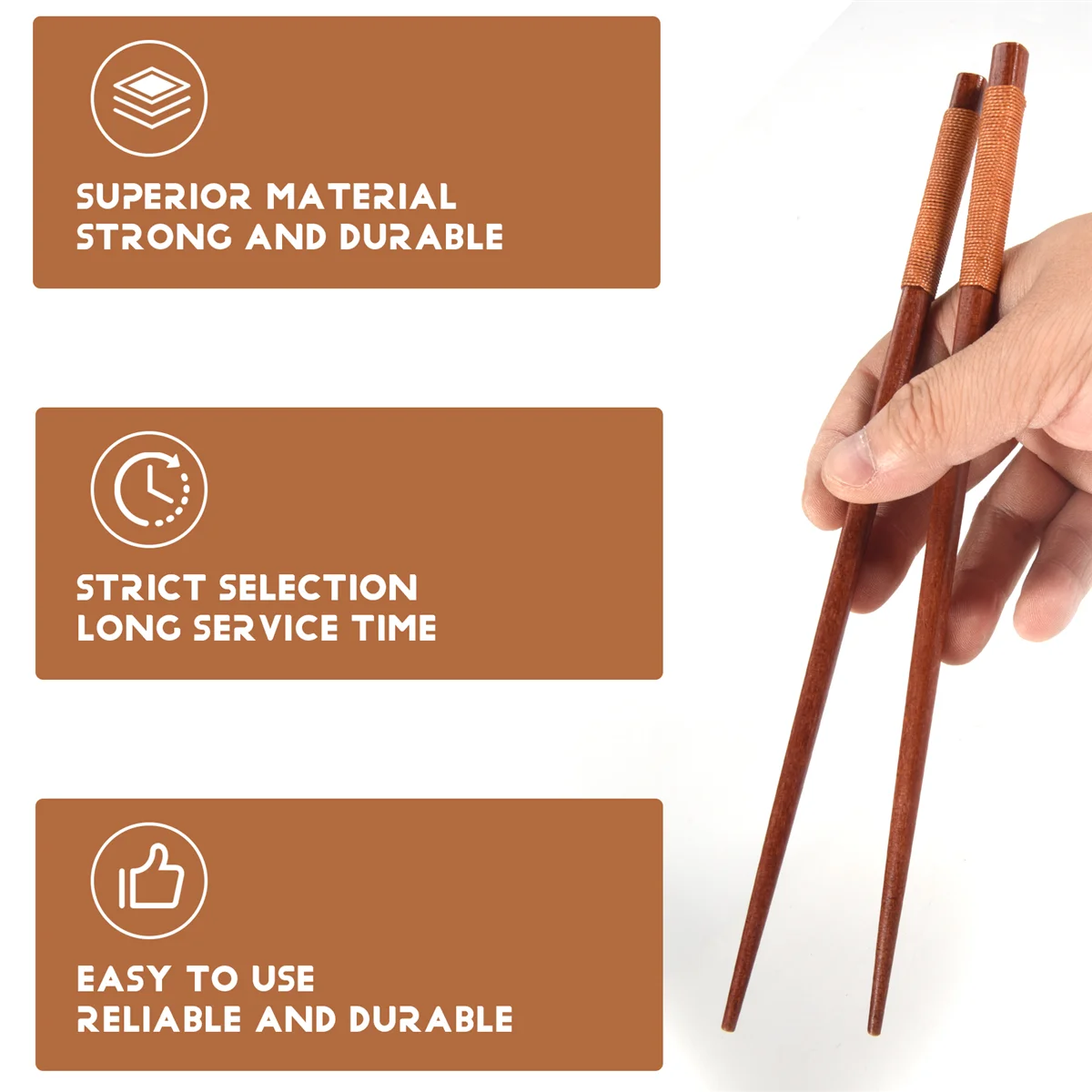 AA14 6 Pairs Wood Chopsticks, Reusable Chinese Korean Japanese Chop Sticks Dishwasher Safe, Non-Slip