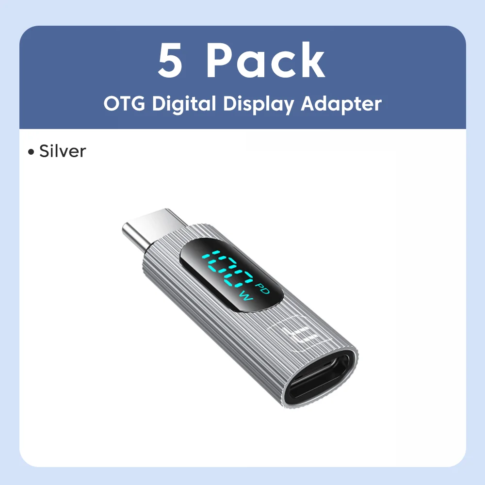 Toocki LED-Digitalanzeige Typ C auf C OTG-Adapter 1/2/5er-Pack USB2.0 PD 100 W USB C auf Typ C-Anschluss für iPhone 15 MacBook Pro