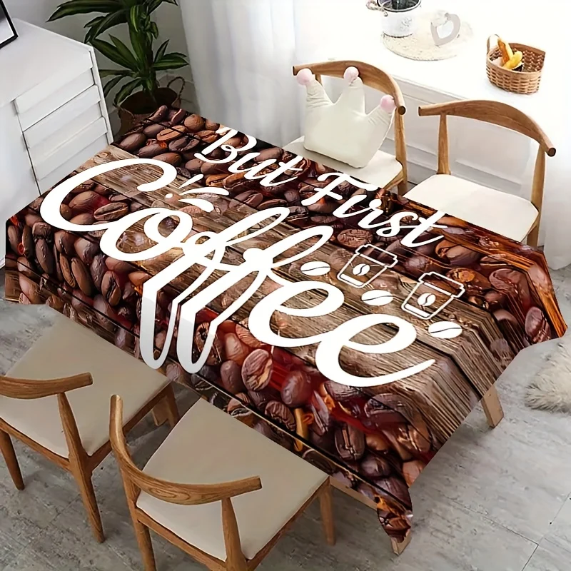 One tablecloth, a must-have for coffee lovers. But First Coffee-themed tablecloth - exquisite design,zyc