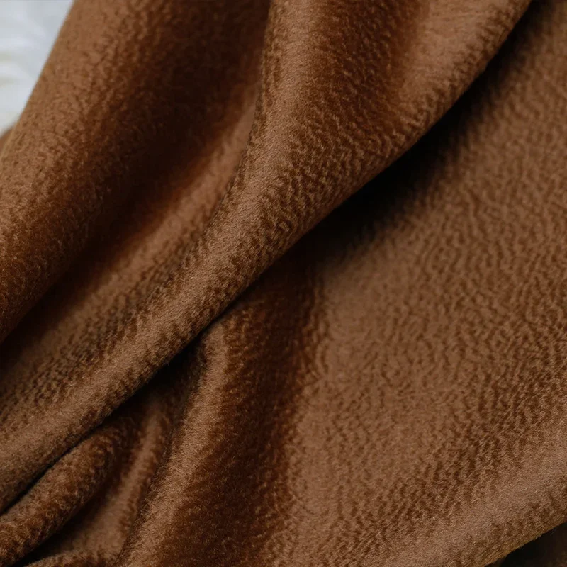 Redraspberry Caramel Double-Side Water Ripple Fabrics 100%Australian Wool Materials Winter Women Overcoat Clothes Freeshipping