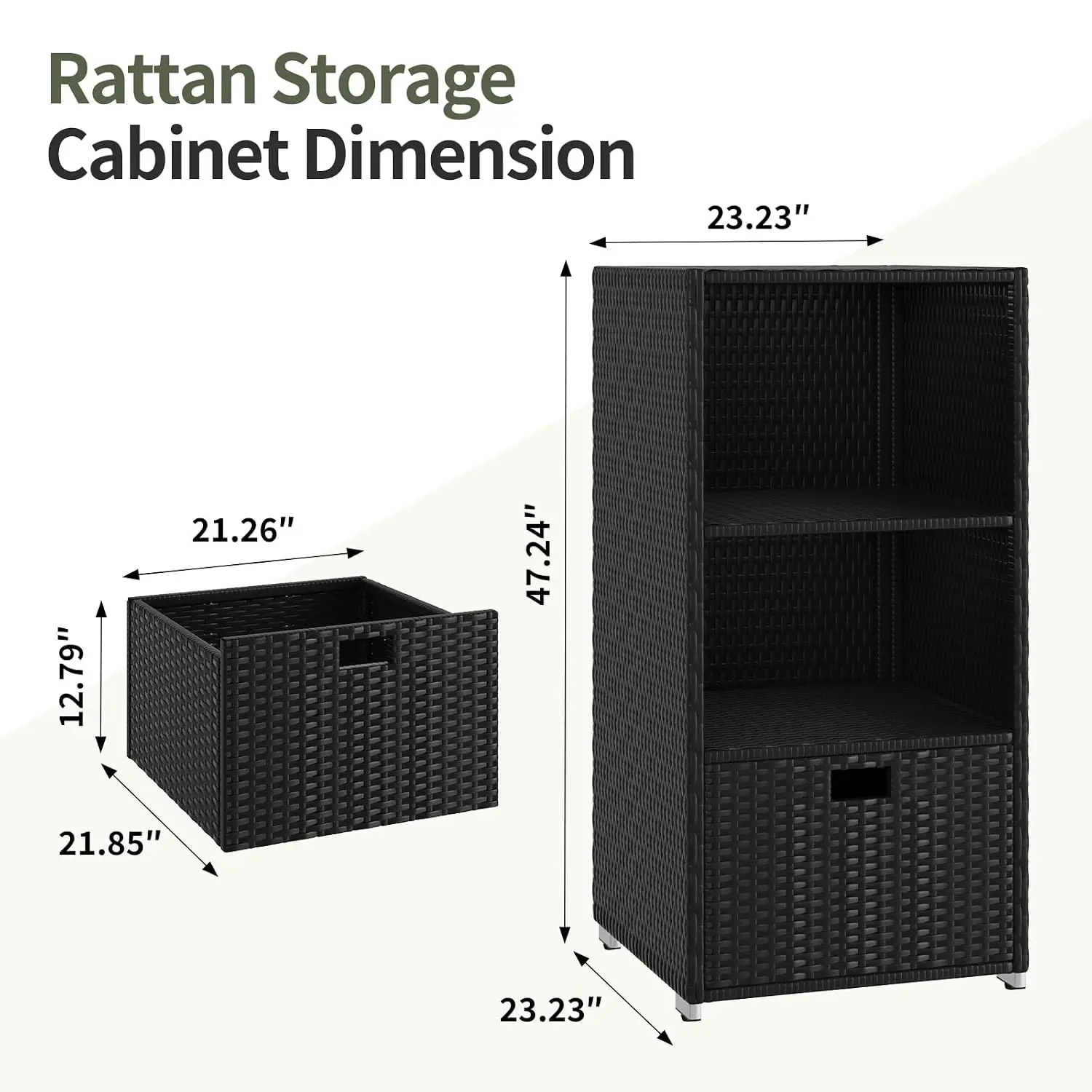 Outdoor Towel Cabinet, Pool Accessory Storage Organizer, Freestanding Waterproof PE Rattan Wicker Shelf, 2 Layer