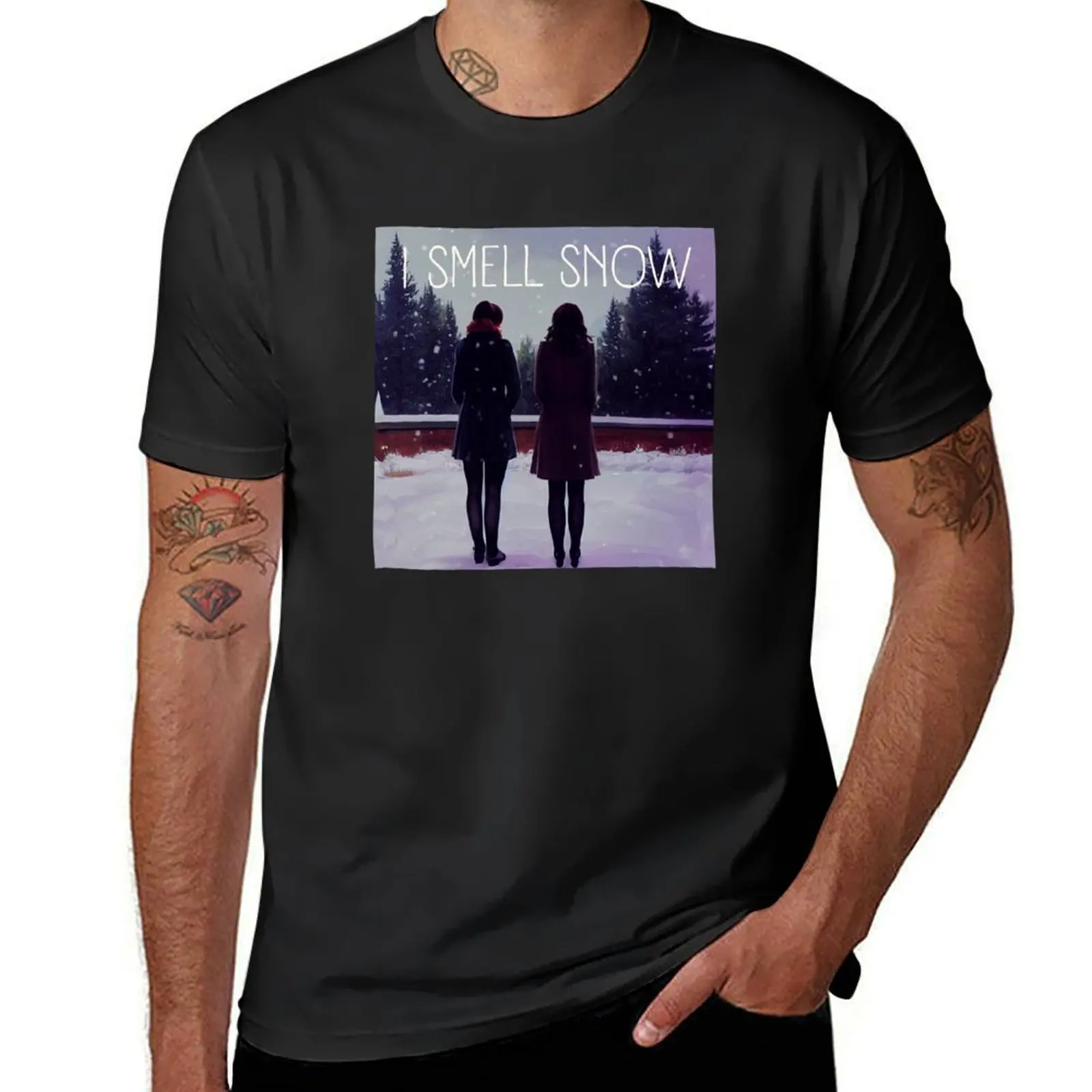 I Smell Snow - The Girls Watching the Snow at Winter - Christmas T-Shirt cute clothes men t shirt