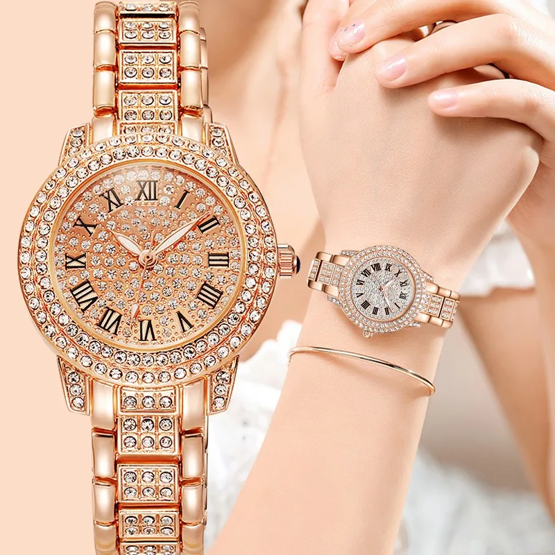 Fashion Folding Watches Buckle Casual Elegant All-Star Women's Quartz Watch Shiny Fine Zircon Mechanical Lady Wristwatches