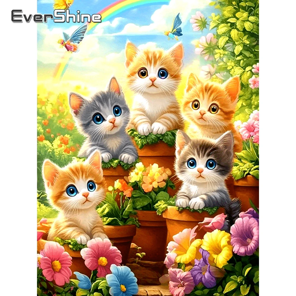 EverShine Diamant-Mosaik, Katze, voll, quadratisch, Stickerei, Tier, Kreuzstich, Malerei, Blume, DIY, Heimdekoration